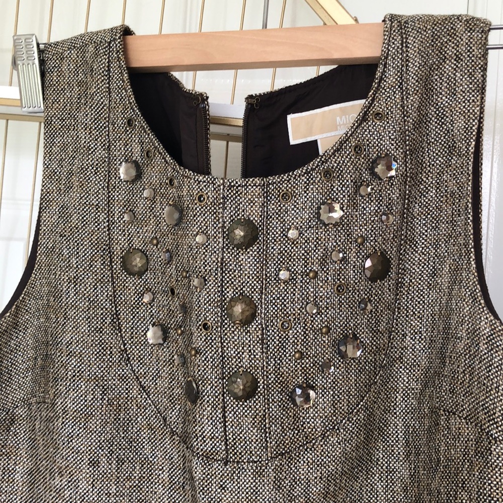 MICHAEL KORS  golden bronze dress w/accents